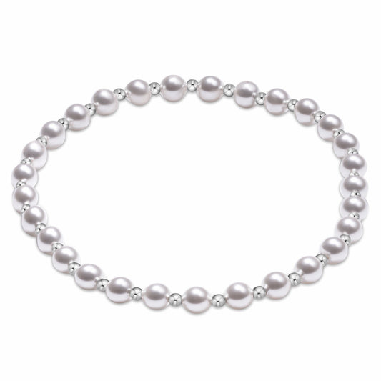 Classic grateful Pattern Sterling 4mm Bead Bracelet - Pearl