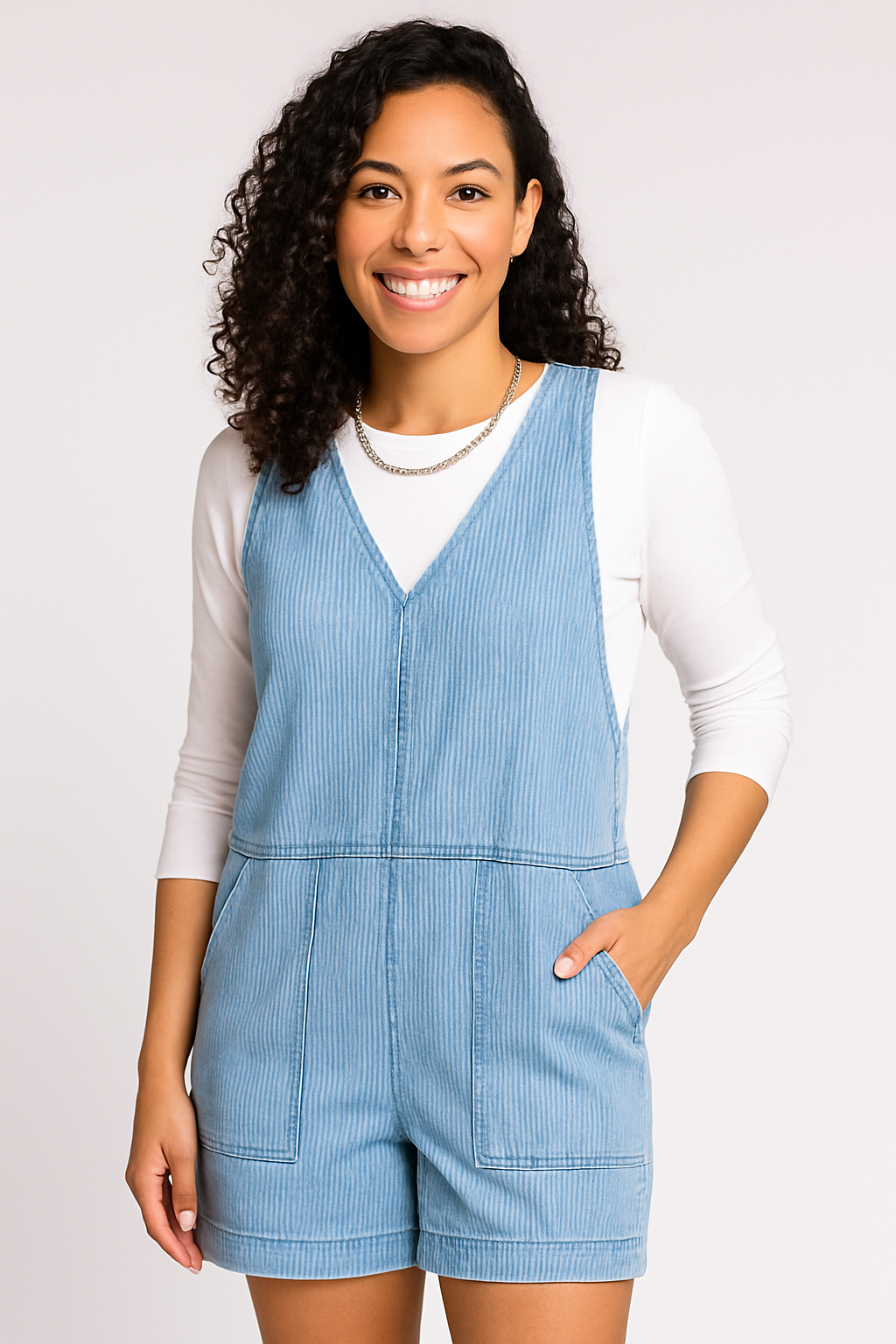 Denim Stripe Romper
