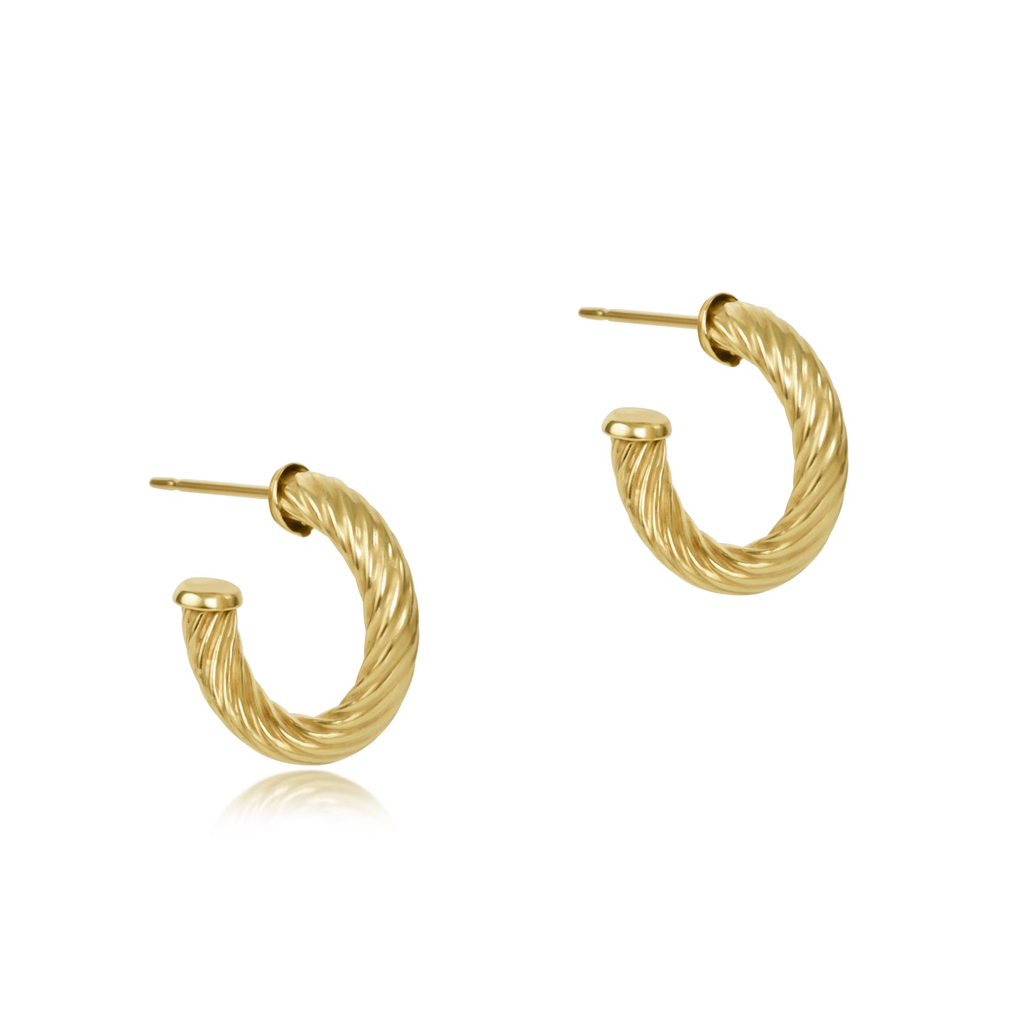 Round Gold .5" Post Hoop 4mm textured twist