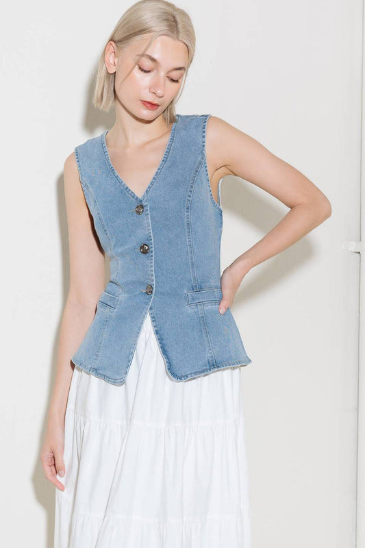 Washed Denim Vest