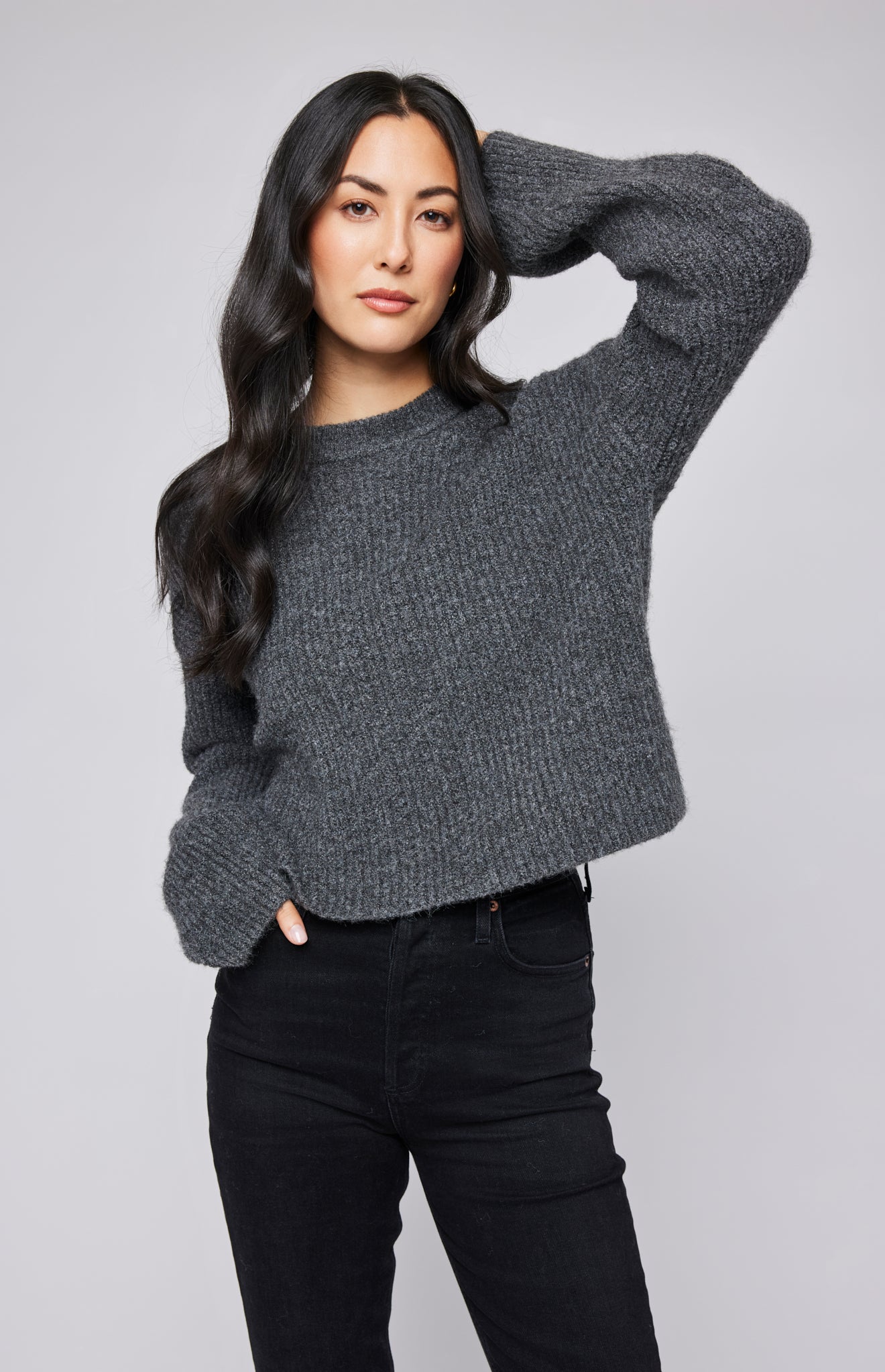 Taylyn Sweater- Heather Charcoal Grey