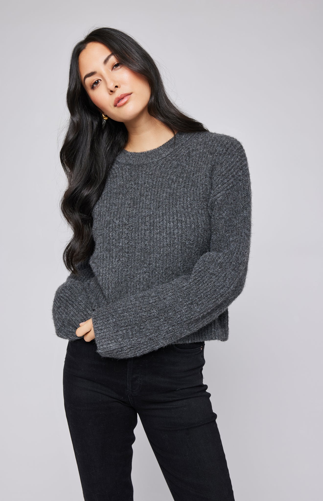 Taylyn Sweater- Heather Charcoal Grey