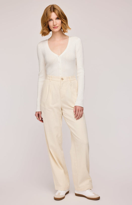 Mia V-Neck Pullover Top - White