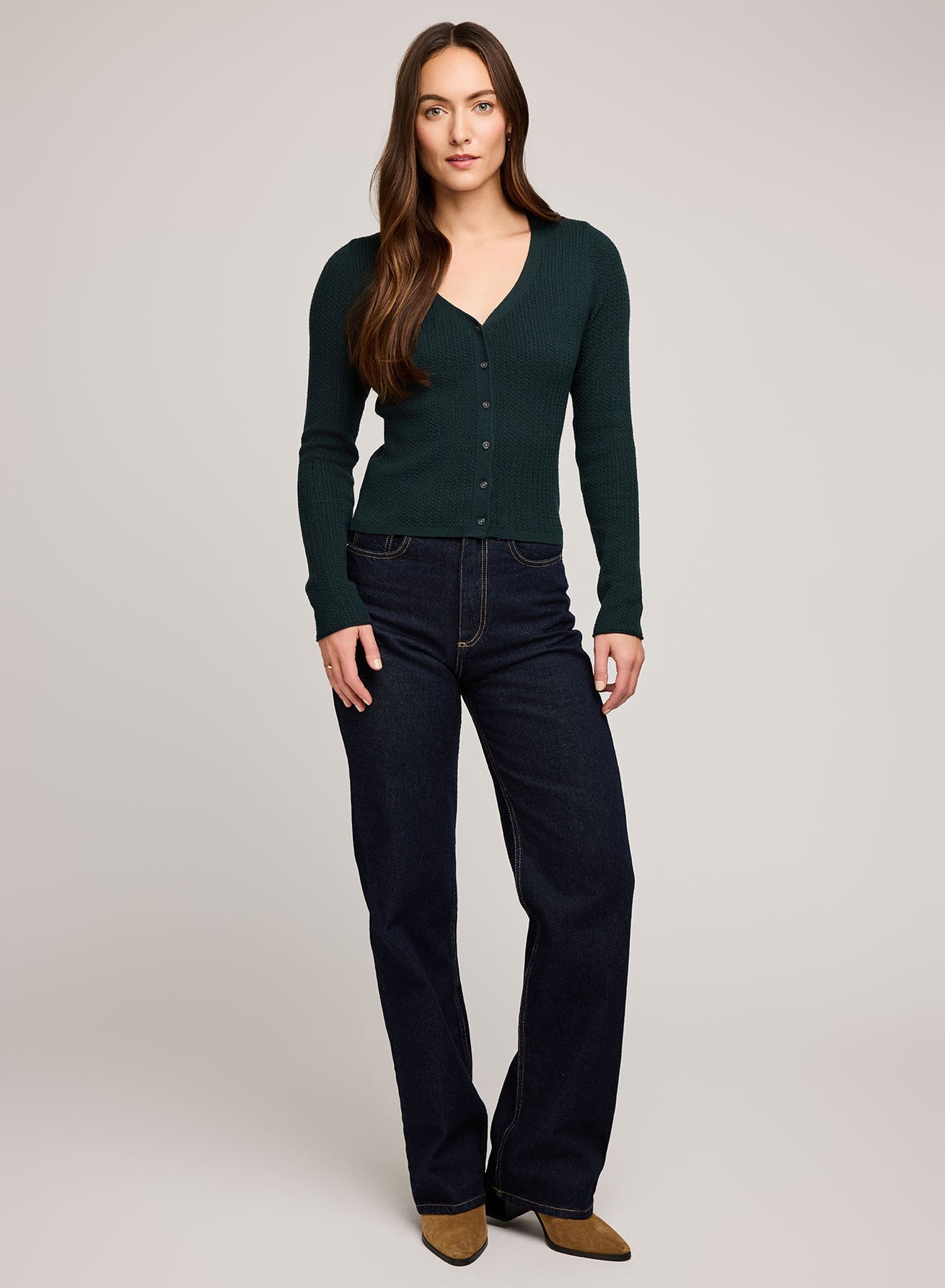 Mia V-Neck Top - Wintergreen