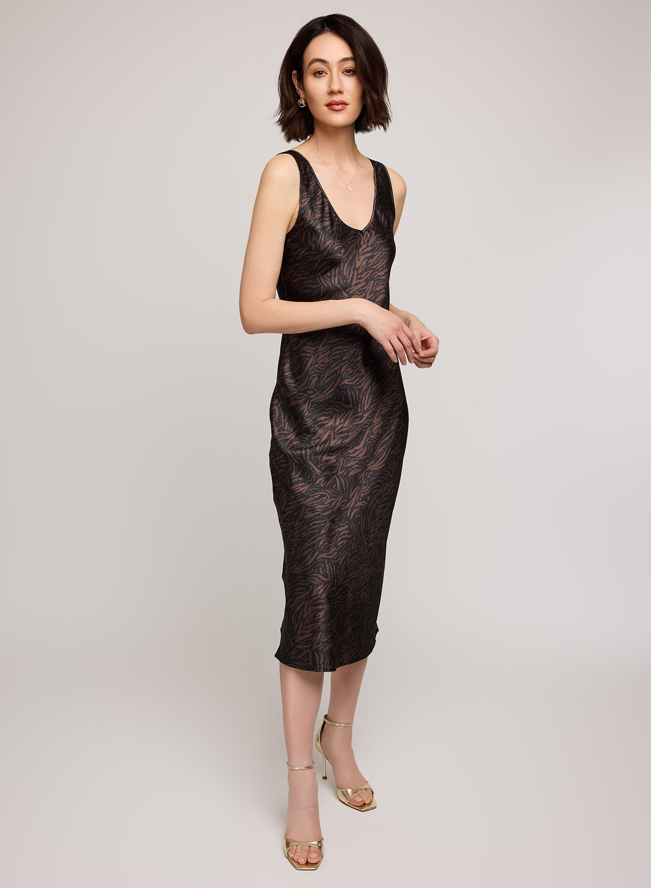 Astra Sleeveless Midi Dress - Java Printed