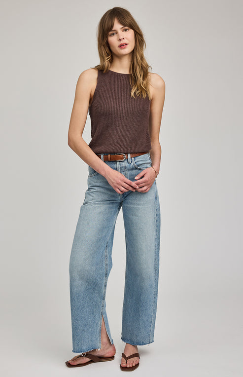 Kelsie Knit Tank - Heather Espresso