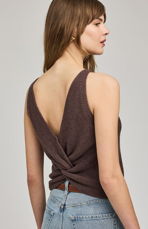 Kelsie Knit Tank - Heather Espresso
