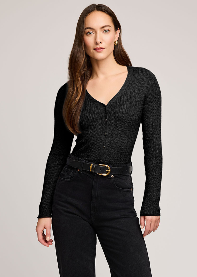 Mia V-Neck Top - Black