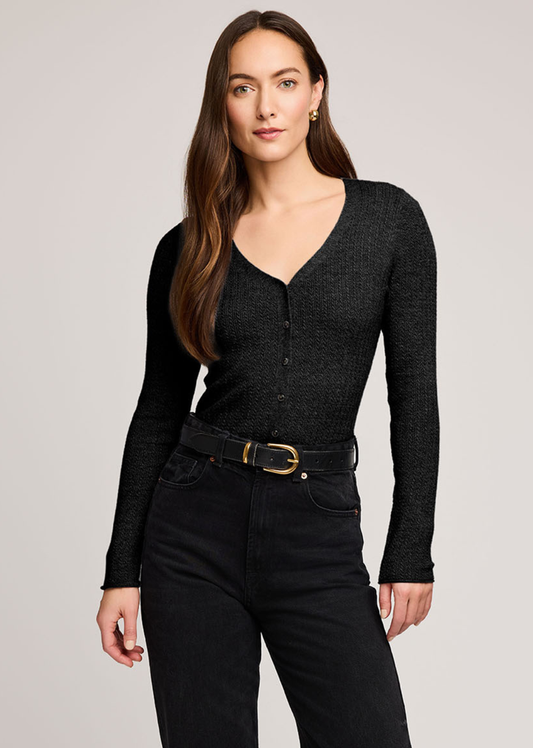 Mia V-Neck Top - Black