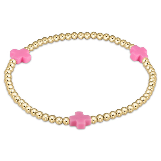 egirl signature cross bracelet gold - pink cross