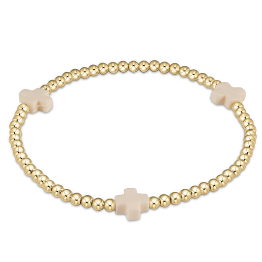 egirl signature cross bracelet gold - White cross