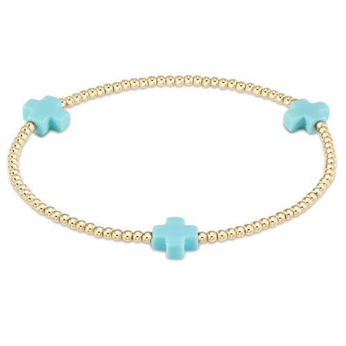 egirl signature Cross Small Gold Pattern 2mm Bead Bracelet - Mint