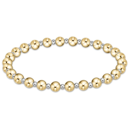 Classic grateful pattern 5mm bead bracelet - mixed metal - Extends