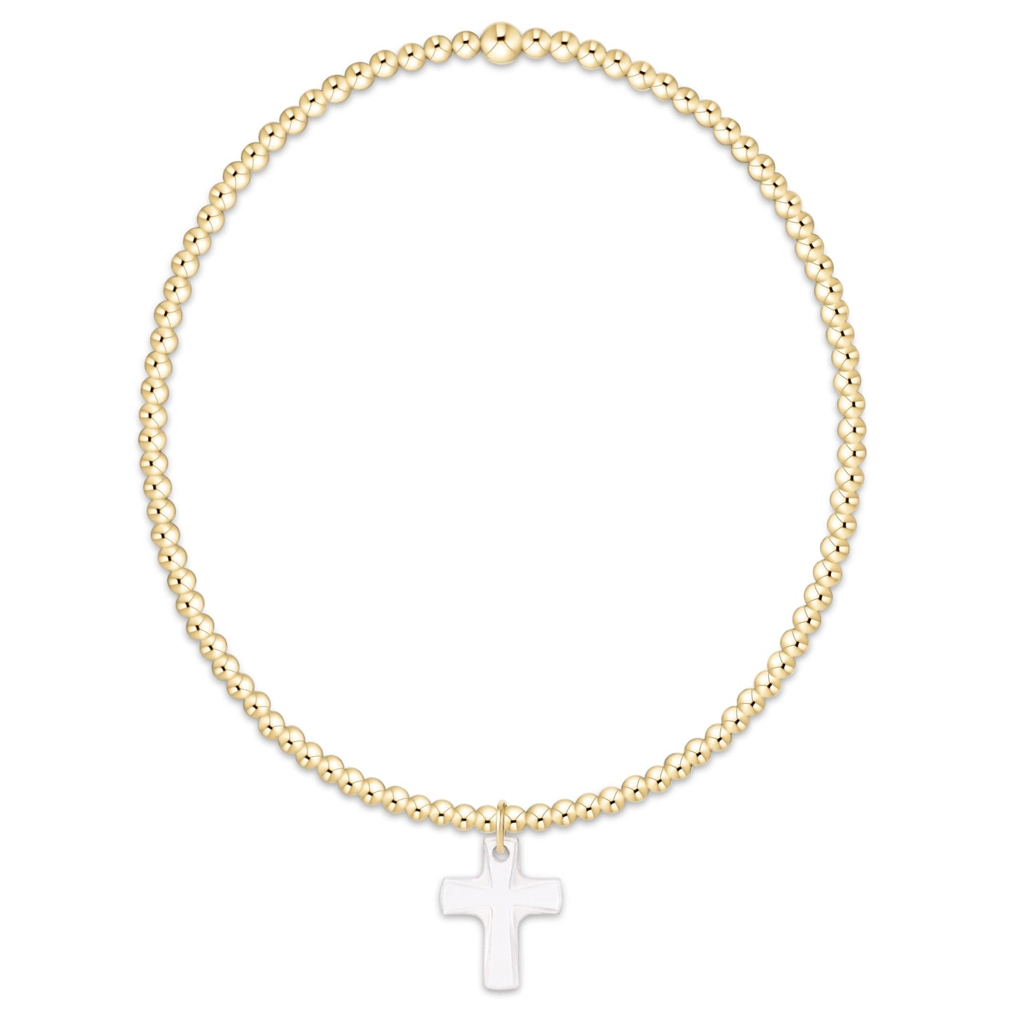 Gold 2mm Gold Bracelet -  Blessed Crystal Charm