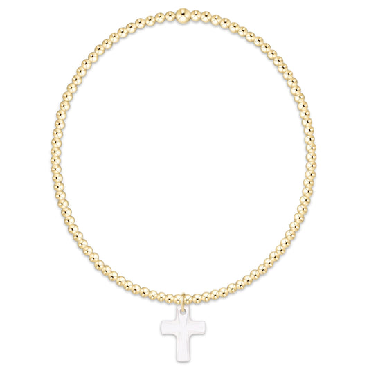 Gold 2mm Gold Bracelet -  Blessed Crystal Charm