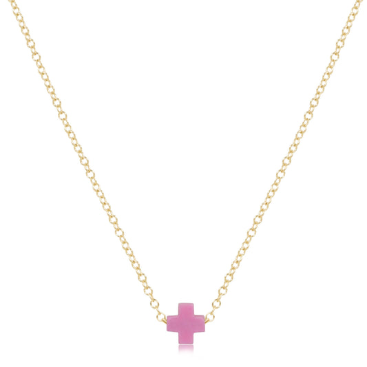 egirl 14" necklace gold - signature cross small - pink cross