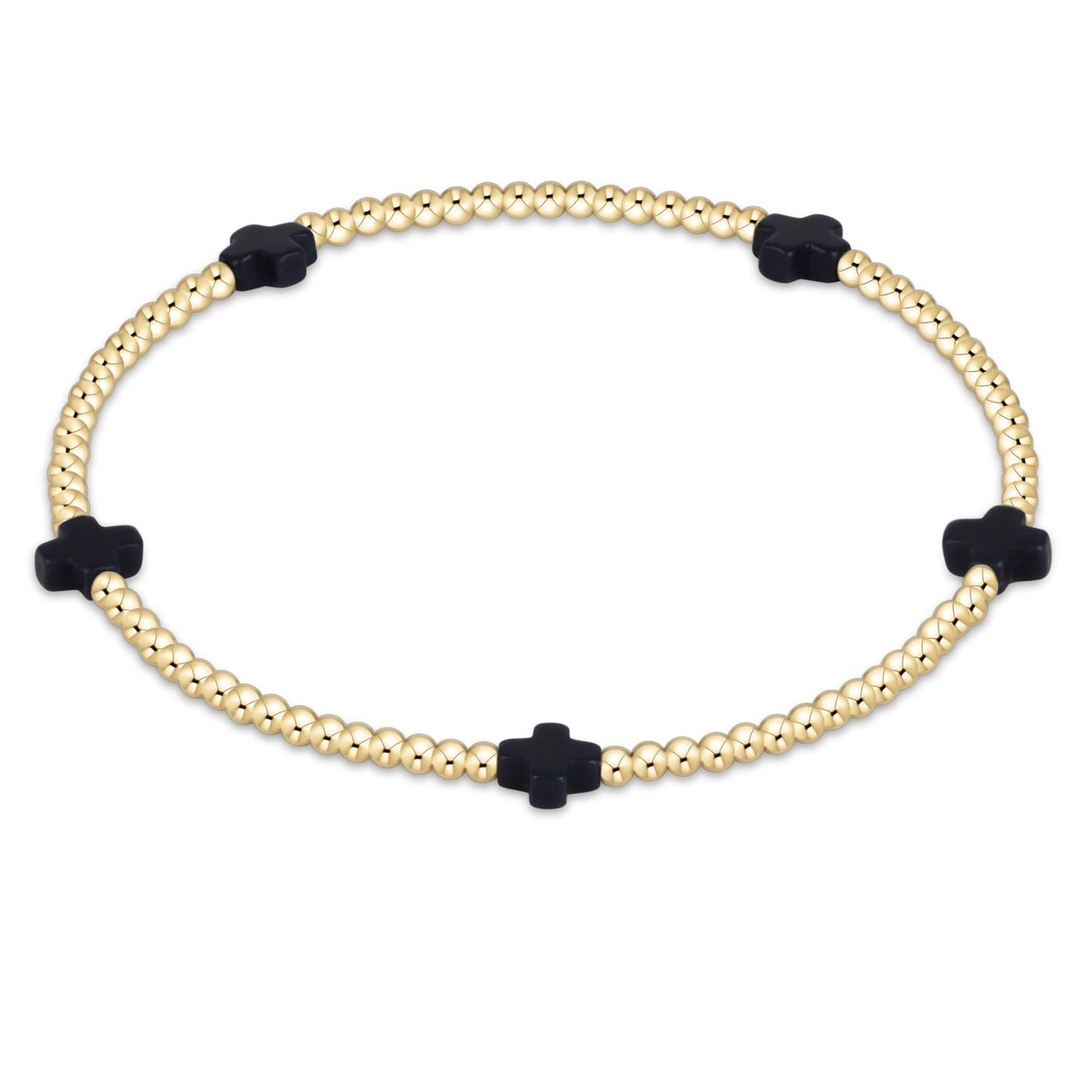 Signature Cross Small Gold Pattern Bracelet - Navy