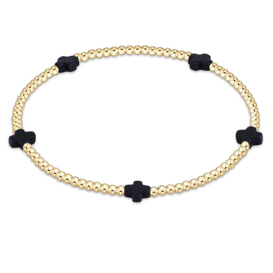 Signature Cross Small Gold Pattern Bracelet - Navy