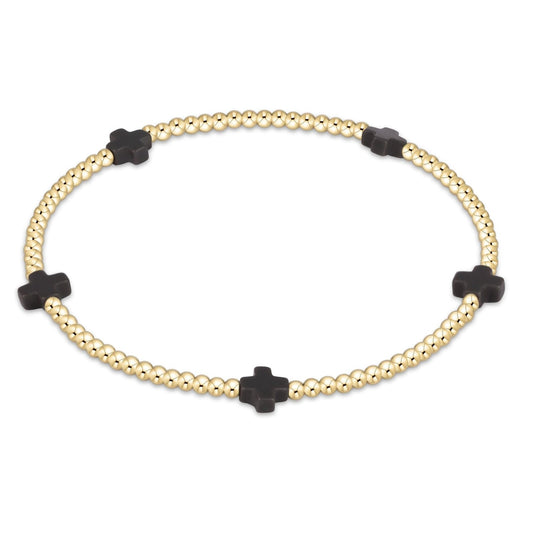 Signature Cross Small Gold Pattern Bracelet - Onyx