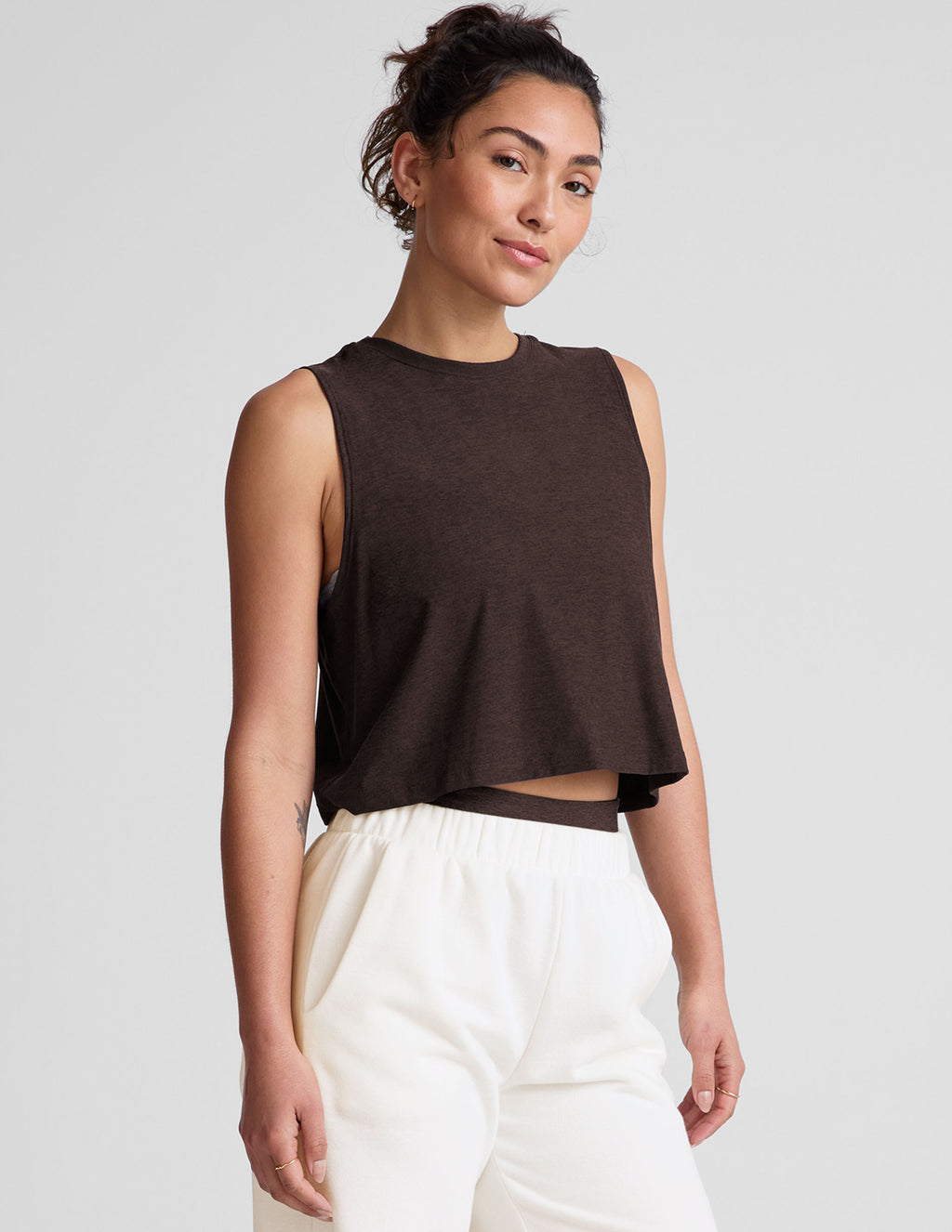 Featherweight Minimal Cropped Tank - Dark Chocolate Heather
