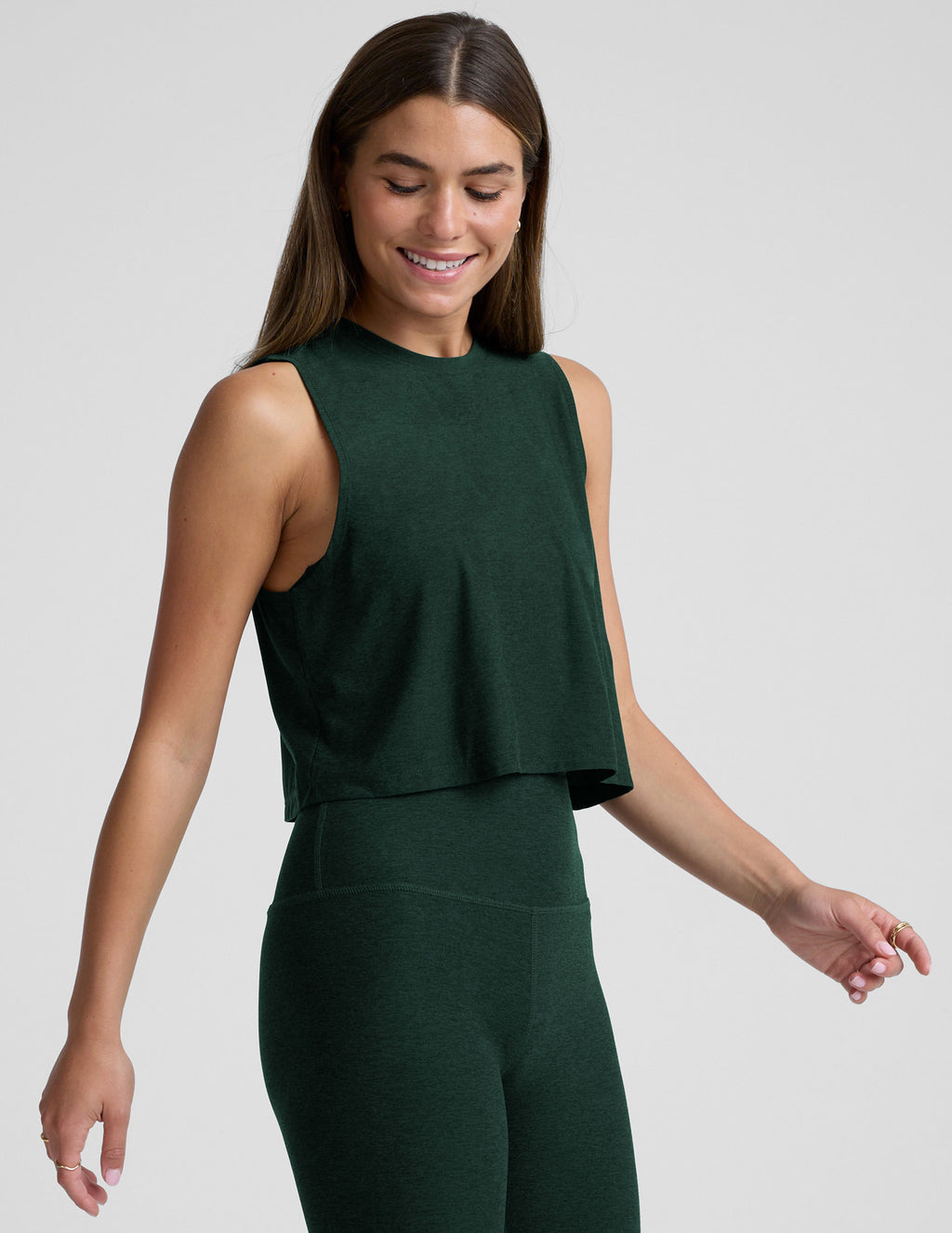 Featherweight Minimal Cropped Tank - Dark Spruce Green Heather