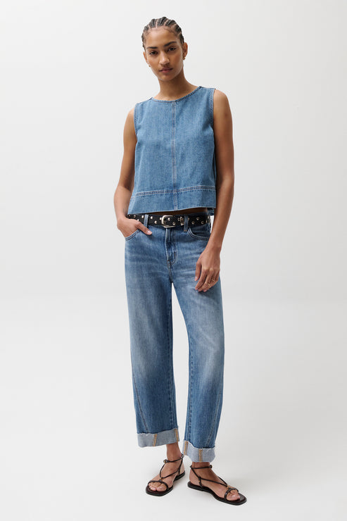 Kacey Mid Rise Cuffed Straight Jean - Lagua