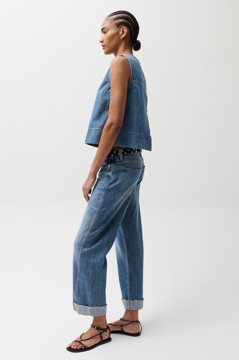 Kacey Mid Rise Cuffed Straight Jean - Lagua