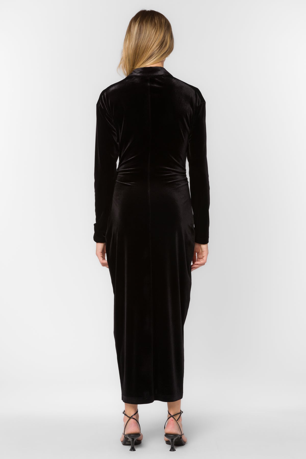 Phoenix Long Sleeve Velvet Dress - Black