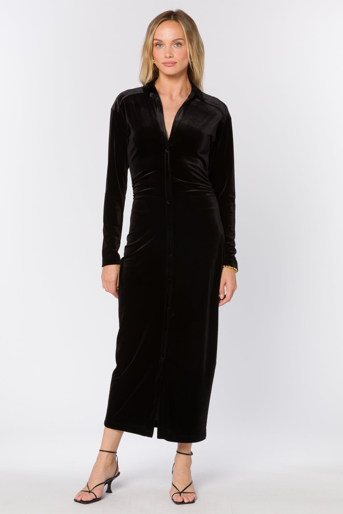Phoenix Long Sleeve Velvet Dress - Black