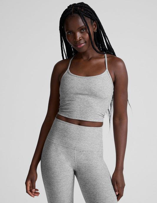 Spacedye Slim Racerback Cropped Tank - Silver Mist