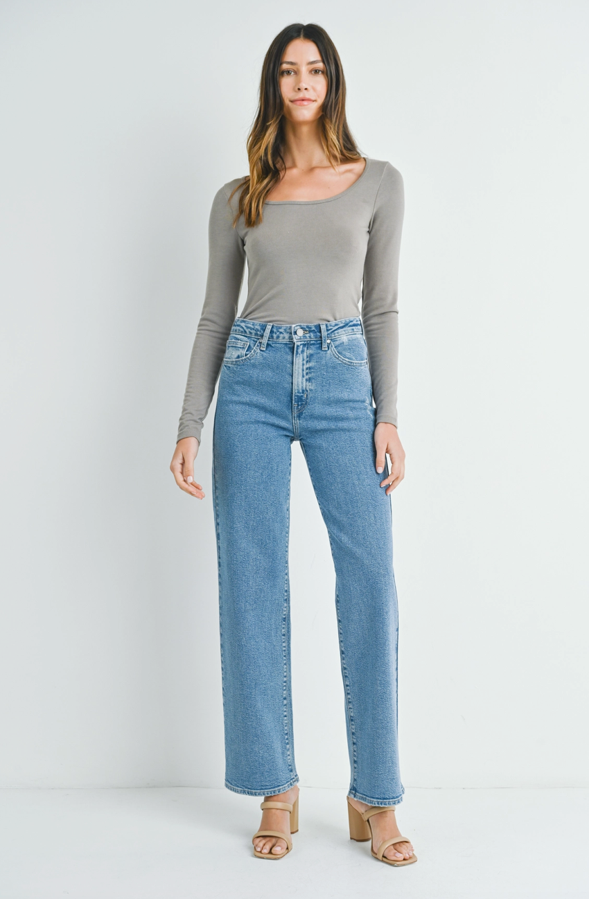 Longer Length Wide Leg- Medium Denim