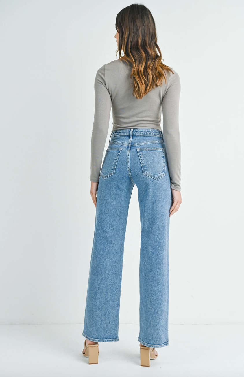 Longer Length Wide Leg- Medium Denim