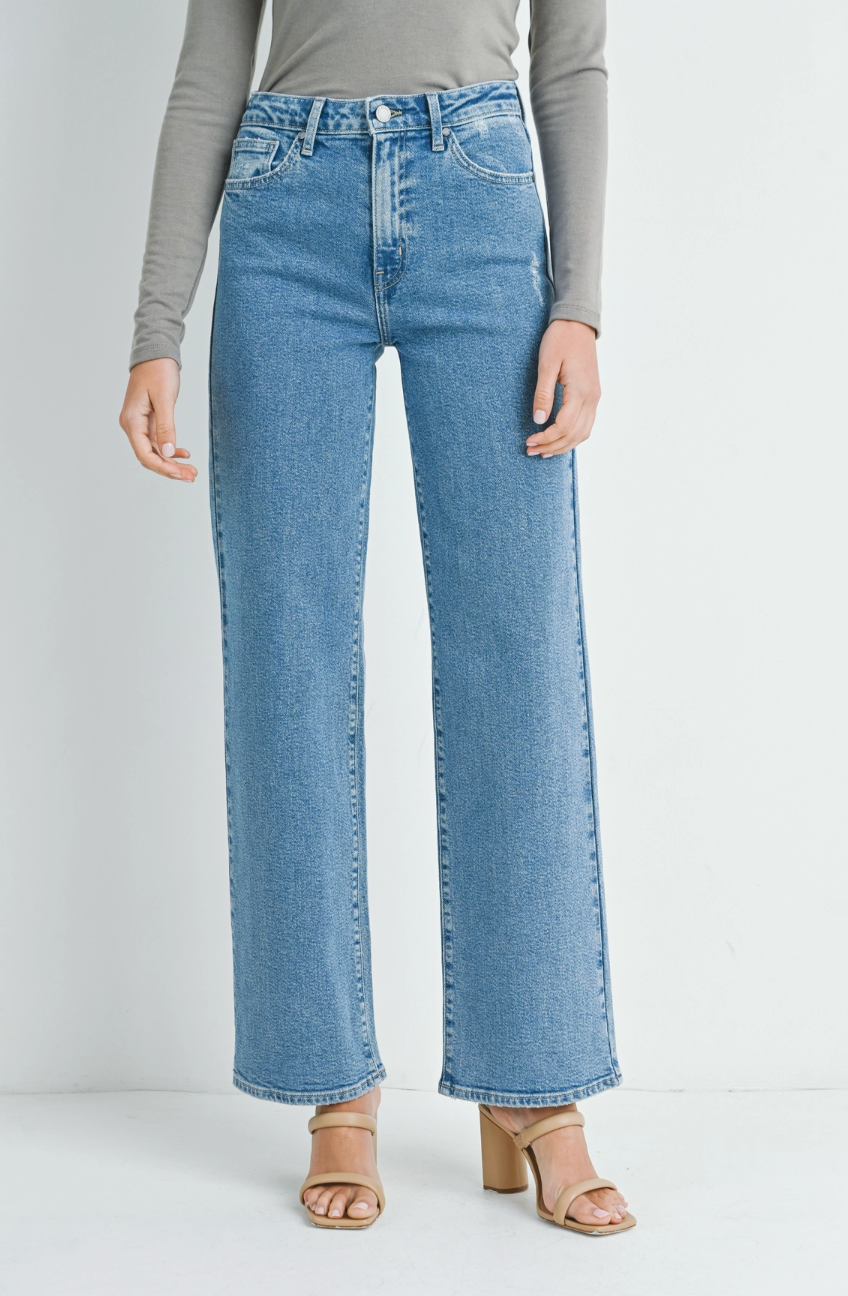 Longer Length Wide Leg- Medium Denim