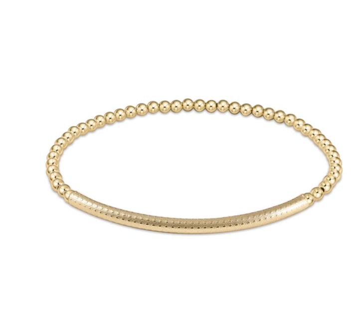 Classic Gold 3mm Bead Bar Bracelet- Textured