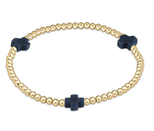 Signature Cross Gold Pattern 3mm Bead Bracelet