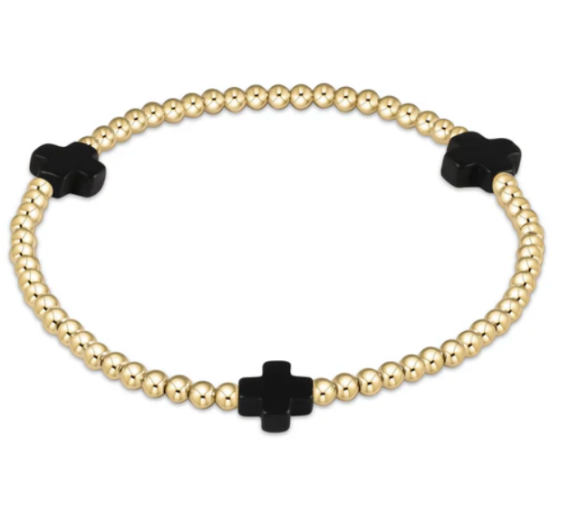 Signature Cross Gold Pattern 3mm Bead Bracelet