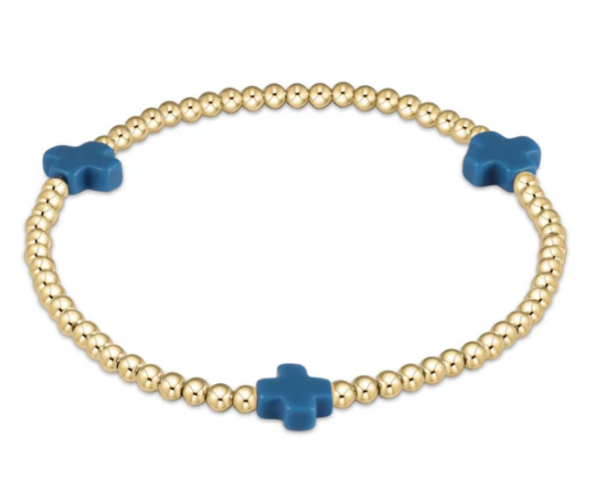 Signature Cross Gold Pattern 3mm Bead Bracelet