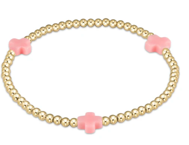 Signature Cross Gold Pattern 3mm Bead Bracelet