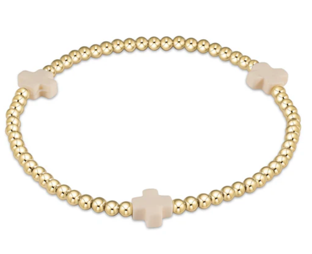 Signature Cross Gold Pattern 3mm Bead Bracelet