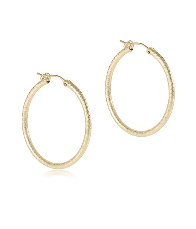 Round Gold 1.25 Inch Hoop- Textured