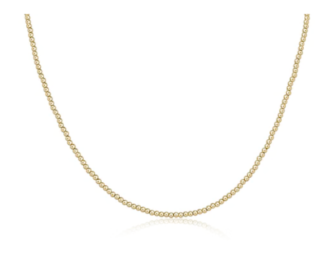 15 Inch Choker Classic Gold 2.5mm Bead Necklace