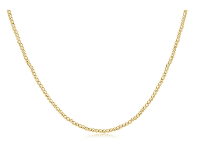 15 Inch Choker Classic Gold 2mm Bead Necklace