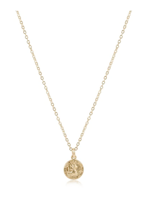 16 Inch Necklace Gold- Protection Small Gold Disc