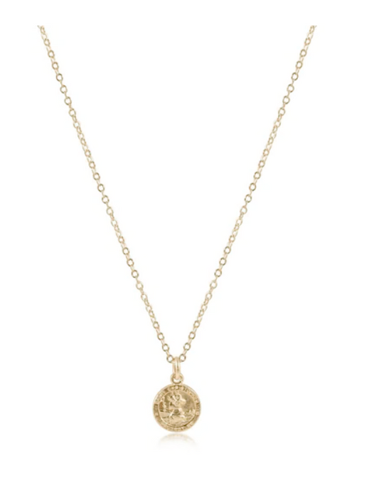 16 Inch Necklace Gold- Protection Small Gold Disc