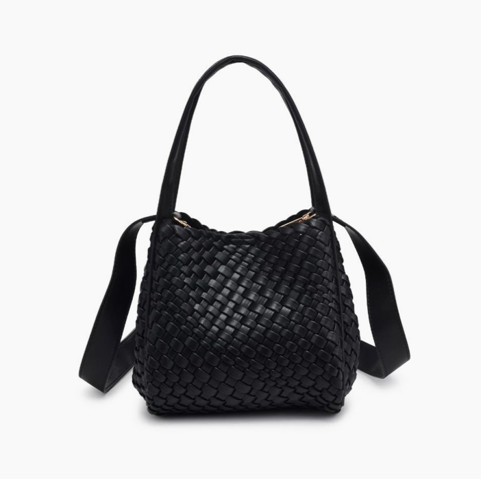 Roxy Woven Double Handle Woven Crossbody Black