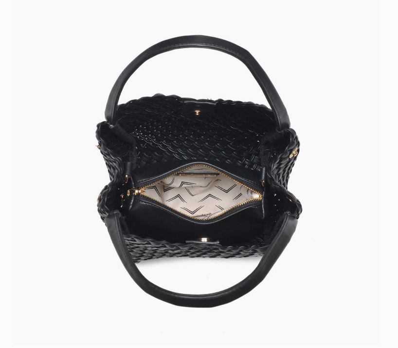 Roxy Woven Double Handle Woven Crossbody Black