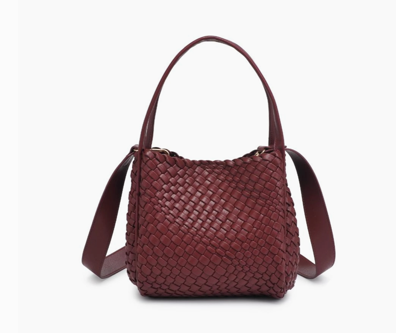 Roxy Woven Double Handle Woven Crossbody Burgundy