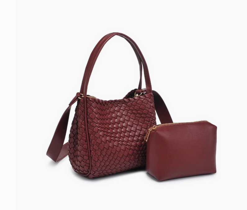 Roxy Woven Double Handle Woven Crossbody Burgundy