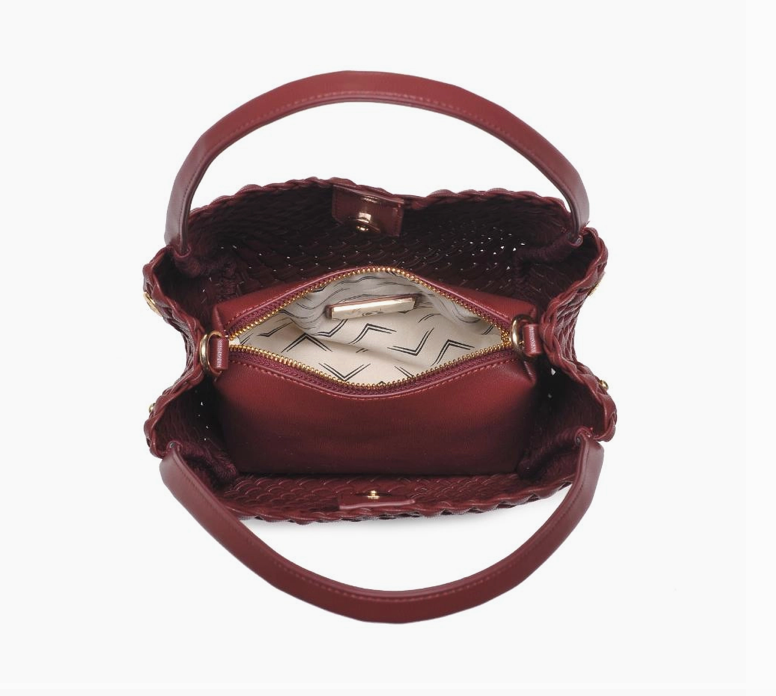 Roxy Woven Double Handle Woven Crossbody Burgundy