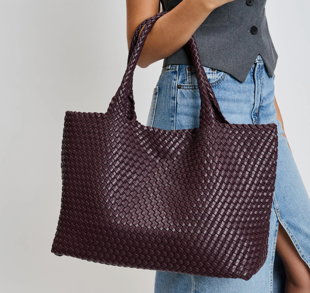 Solana Woven Vegan Leather Tote